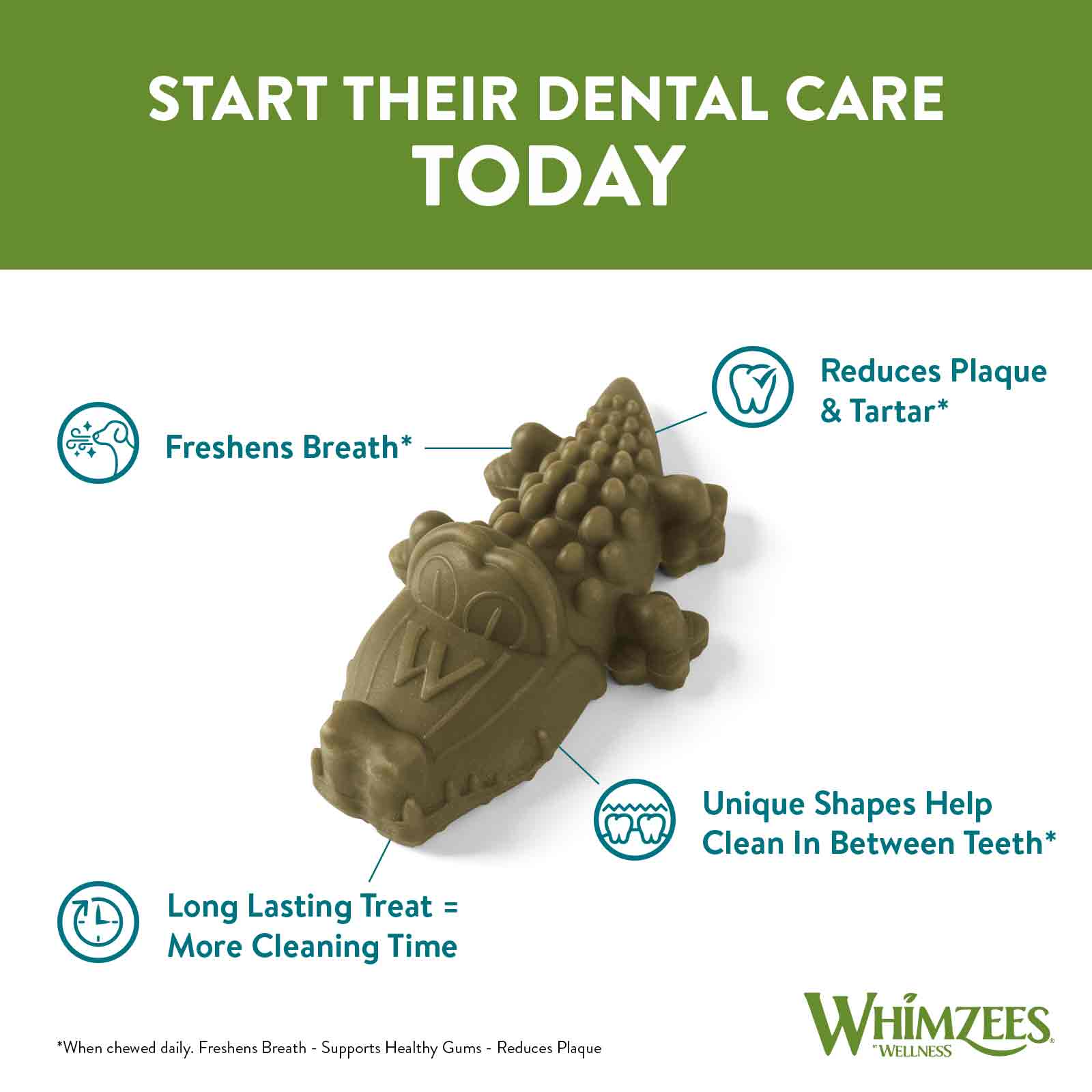 WHIMZEES Alligator Medium Dental Chew Dog Treat - 12 pack - Image 4